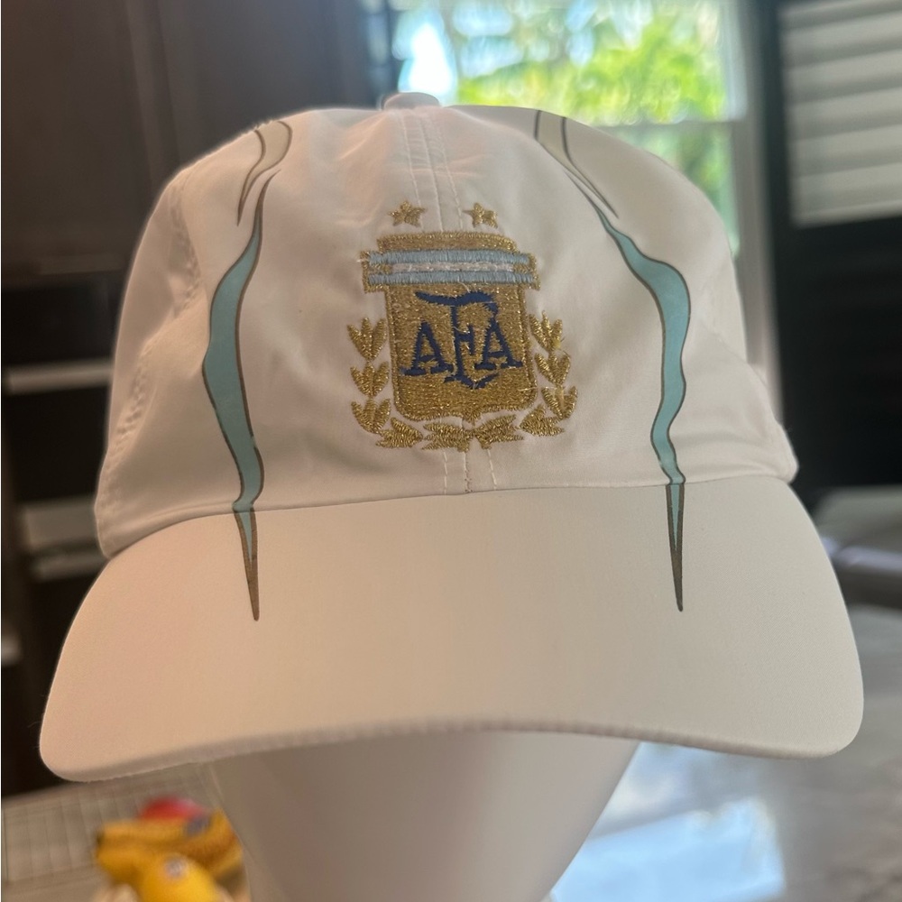 Argentina Football Association  soccer White and Blue Embroidered Cap